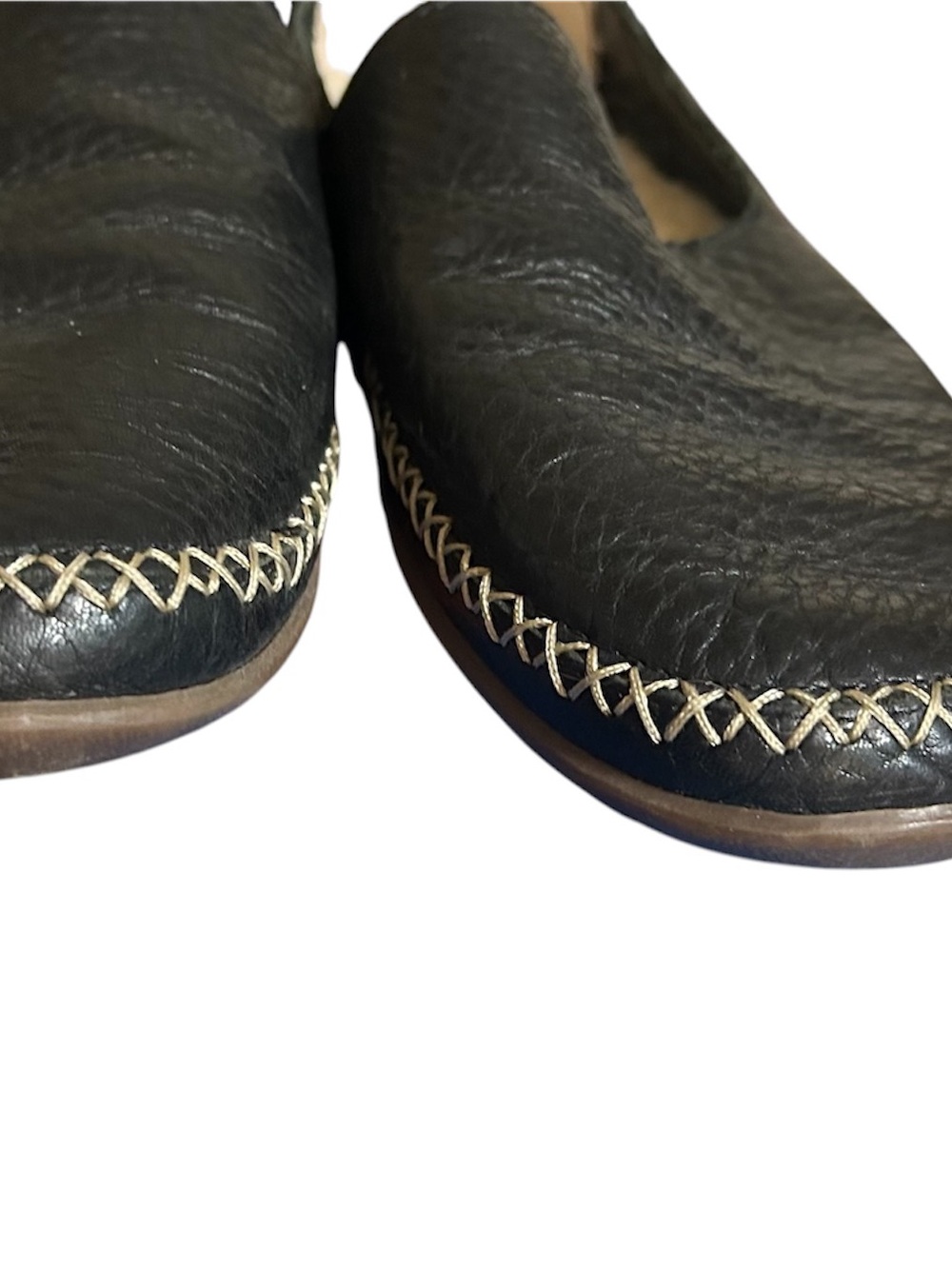 UGG Black Leather Slip-On Loafers with Contrast Stitching